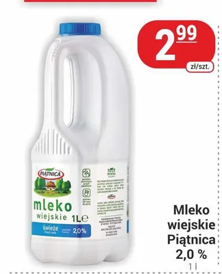 Mleko wiejskie Piątnica 2,0% promocja w Delikatesy Sezam