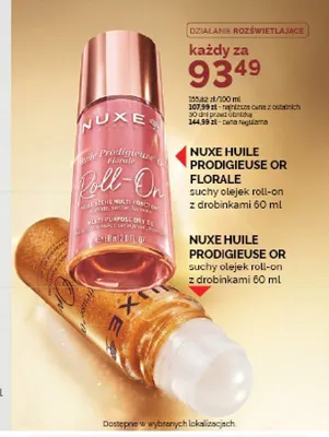Suchy olejek roll-on z drobinkami Nuxe Huile Prodigieuse Or promocja w Ziko Dermo