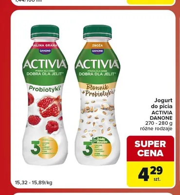 Jogurt do picia Activia Malina Granat promocja w Carrefour Market
