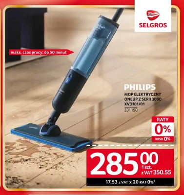 Mop elektryczny OneUP z serii 3000 XV3101/01 Philips promocja w Selgros