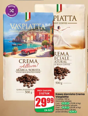 Kawa ziarnista Vaspiatta Crema Speciale promocja w Dino