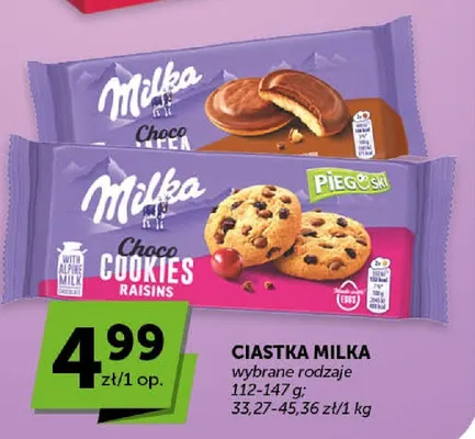 Ciastka Choco Cookies Raisins Pieguski Milka promocja w ABC