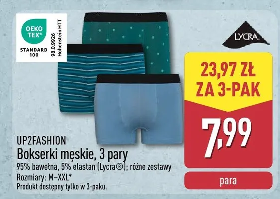 Bokserki męskie, 3 pary promocja w Aldi