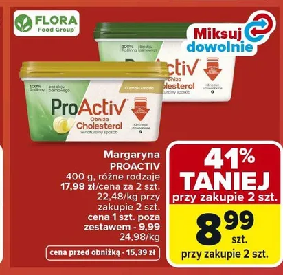 Margaryna ProActiv 100% roślinna promocja w Carrefour