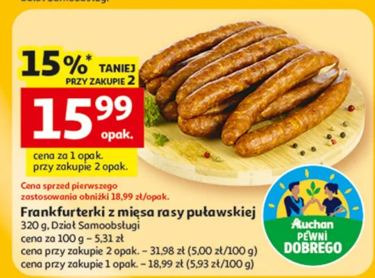 Frankfurterki z mięsa rasy puławskiej promocja w Auchan