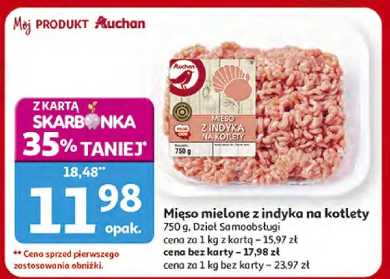 Mięso mielone z indyka na kotlety promocja w Auchan