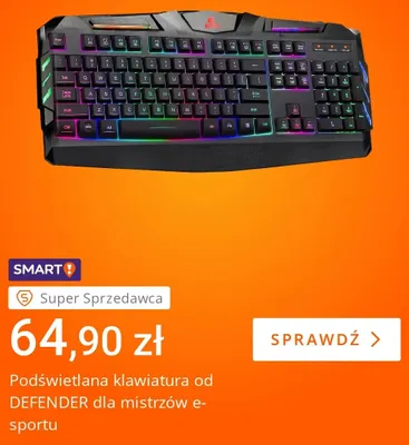 Podświetlana klawiatura od Defender dla mistrzów e-sportu promocja w Allegro