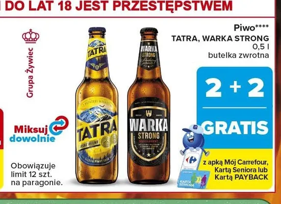 Piwo Warka Strong promocja w Carrefour