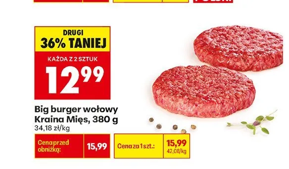 Big burger wołowy Kraina Mięs promocja w Biedronka