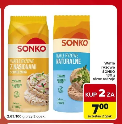 Wafle ryżowe Sonko z nasionami słonecznika promocja w Carrefour Market