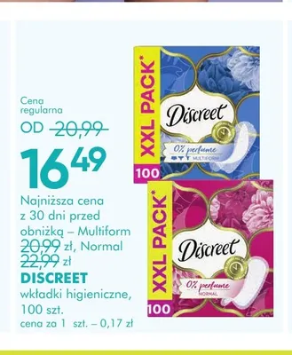 Wkładki higieniczne Multiform Discreet promocja w Super-Pharm