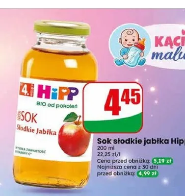 Sok słodkie jabłka Hipp promocja w Dino