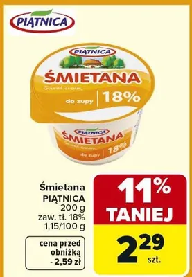 Śmietana do zupy 18% promocja w Carrefour