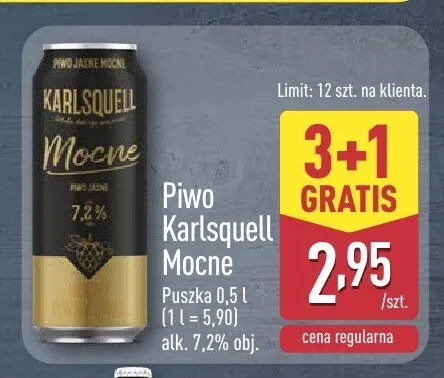 Piwo Karlsquell Mocne promocja w Aldi