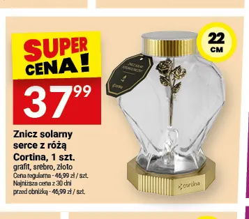 Znicz solarny serce z różą Cortina promocja w Twój Market