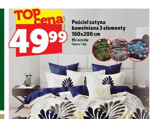 Pościel satyna bawełniana 3 elementy 160x200 cm promocja w TOPAZ