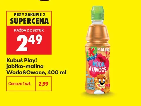 Napój Kubuś Play! jabłko-malina Woda&Owoce promocja w Biedronka