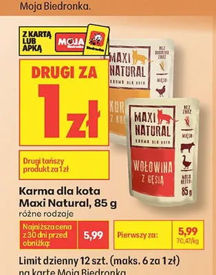Karma dla kota Maxi Natural promocja w Biedronka