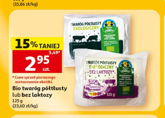 Bio twaróg półtłusty ekologiczny Pewni Dobrego promocja w Auchan