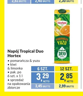 Napój Tropical Duo Hortex 12-pak 1 l promocja w Makro
