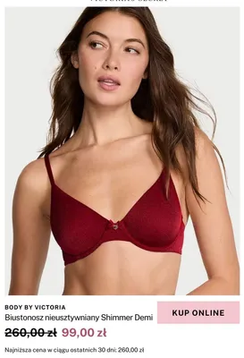 Biustonosz nieusztywniany Victoria's Secret Body By Victoria Shimmer Demi promocja w Victoria's Secret