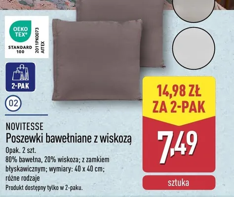Poszewki bawełniane z wiskozą promocja w Aldi