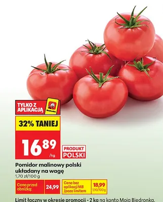 Pomidor malinowy polski układany na wagę promocja w Biedronka