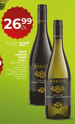 Wino białe Hardys Crest Chardonnay Sauvignon Blanc wytrawne promocja w Duży Ben
