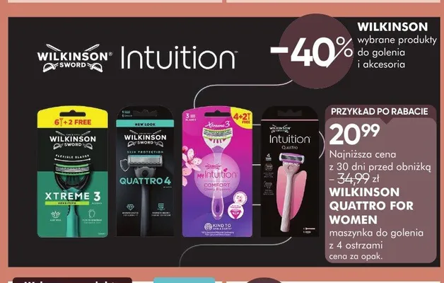 Produkty do golenia i akcesoria Wilkinson Intuition promocja w Super-Pharm