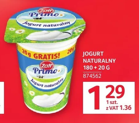 Jogurt naturalny Primo Zott promocja w Selgros