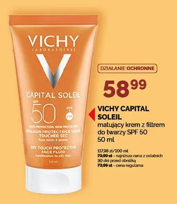 Matujący krem z filtrem do twarzy VICHY CAPITAL SOLEIL SPF 50 promocja w Ziko Dermo