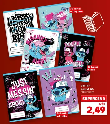 Zeszyt A5 Stitch 32 kartki w linie promocja w Kaufland