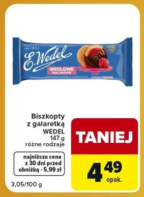Biszkopty z galaretką Wedlowe Malinowe E.Wedel promocja w Carrefour Express
