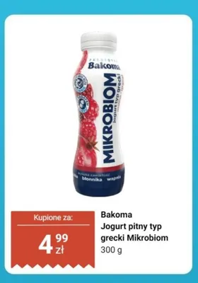 Jogurt pitny typ grecki Mikrobiom Bakoma promocja w Dino