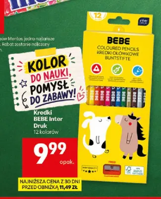 Kredki ołówkowe BEBE Inter Druk 12 kolorów promocja w Delikatesy Centrum