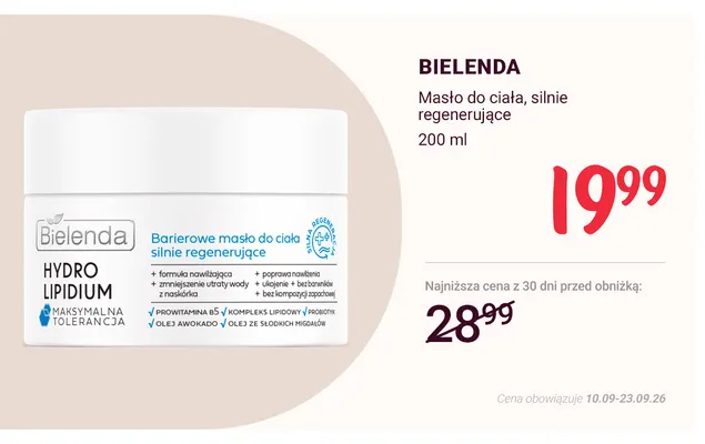Masło do ciała silnie regenerujące Bielenda promocja w Rossmann