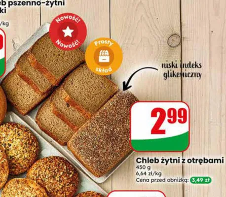 Chleb żytni z otrębami promocja w Dino