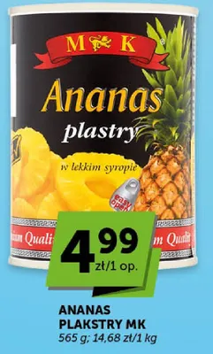 Ananas plastry w lekkim syropie promocja w ABC