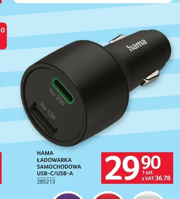 Ładowarka samochodowa Hama USB-C/USB-A promocja w Selgros