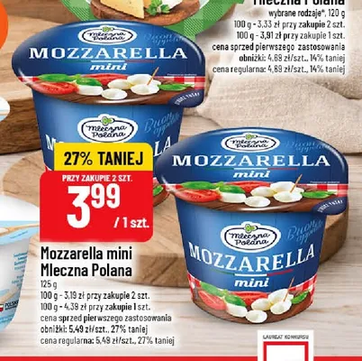 Ser mozzarella mini Mleczna Polana promocja w POLOmarket