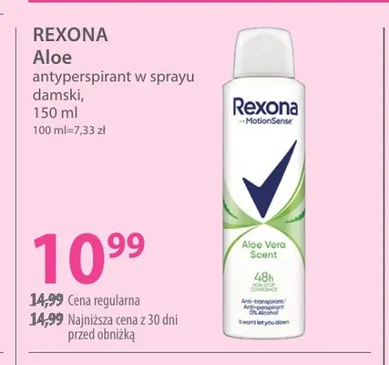 Antyperspirant w sprayu damski Aloe Rexona promocja w Hebe