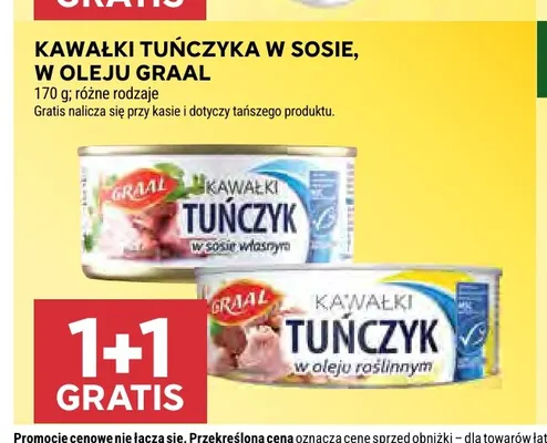 Kawałki tuńczyka w sosie własnym Graal promocja w Stokrotka