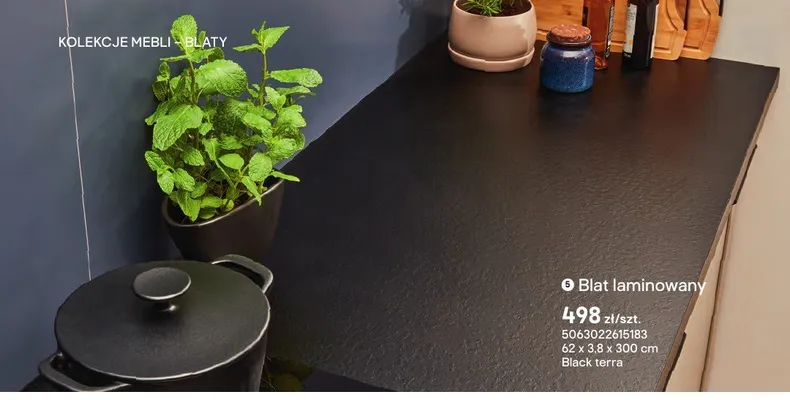 Blat laminowany Black terra 62x3,8x300cm promocja w Castorama