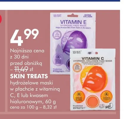 Hydrożelowa maska w płachcie z kwasem hialuronowym Skin Treats promocja w Super-Pharm