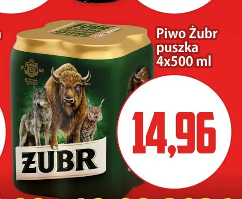 Piwo Żubr 4-pak 500 ml promocja w Kupiec