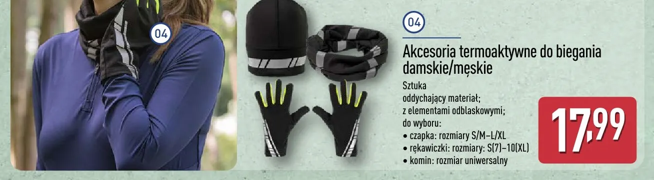 Rękawiczki termoaktywne do biegania damskie/męskie Crane promocja w Aldi