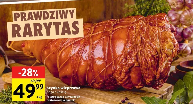 Szynka wieprzowa noga z kością promocja w Intermarche