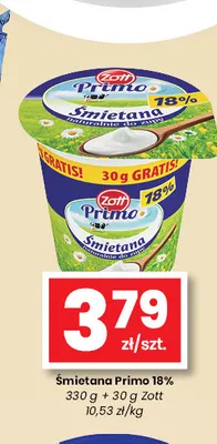 Śmietana Primo Zott 18% promocja w emma MARKET