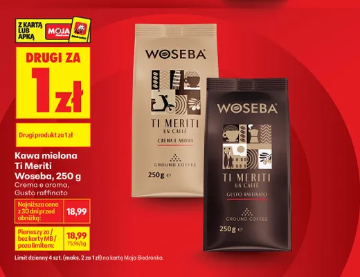 Kawa mielona Ti Meriti Woseba Gusto raffinato promocja w Biedronka