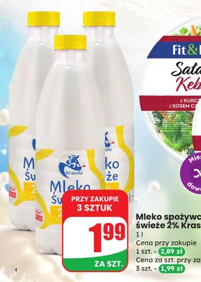 Mleko spożywcze świeże Krasula 2% promocja w Dino